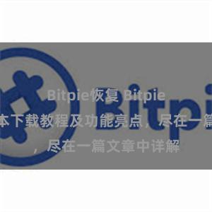 Bitpie恢复 Bitpie钱包最新版本下载教程及功能亮点，尽在一篇文章中详解