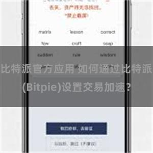 比特派官方应用 如何通过比特派(Bitpie)设置交易加速？