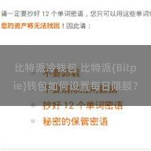 比特派冷钱包 比特派(Bitpie)钱包如何设置每日限额？