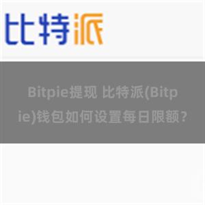 Bitpie提现 比特派(Bitpie)钱包如何设置每日限额？