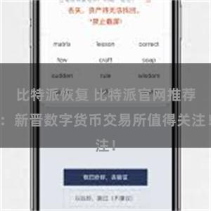 比特派恢复 比特派官网推荐：新晋数字货币交易所值得关注！